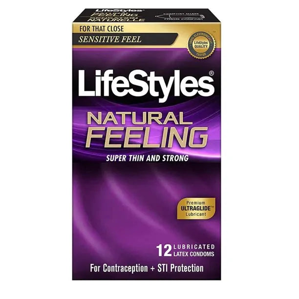 LifeStyles Natural Feeling Lubricated Latex Condoms, 12 ct