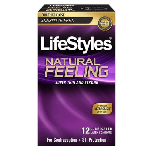 LifeStyles Natural Feeling Lubricated Latex Condoms, 12 ct