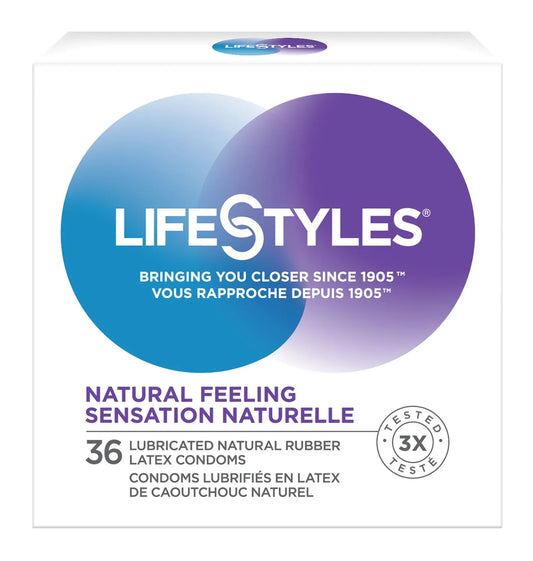 LifeStyles Natural Feeling Lubricated Latex Condoms, 36 ct