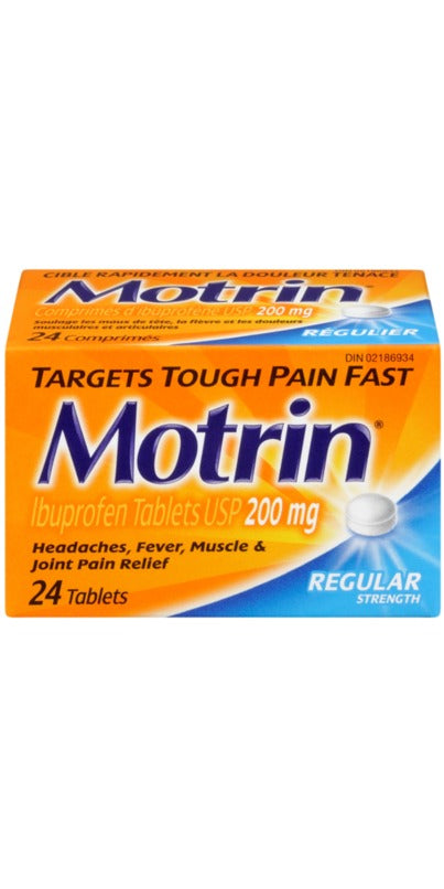 Motrin 200 mg Tablets, Regular Strength, 24 units