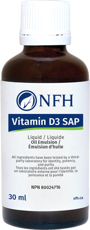 NFH Vitamin D3 SAP Liquid 1000 IU, 30 mL
