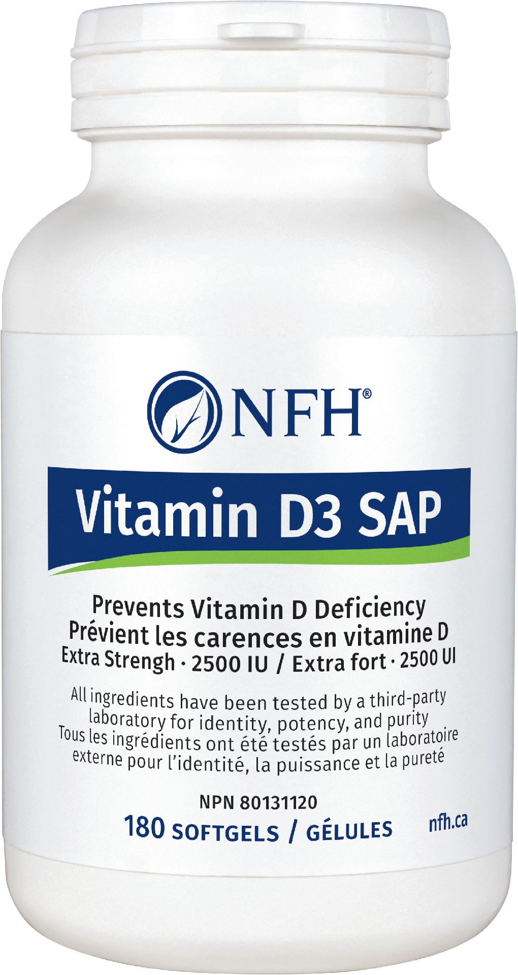 NFH Vitamin D3 SAP 2500 IU, 180 Softgels