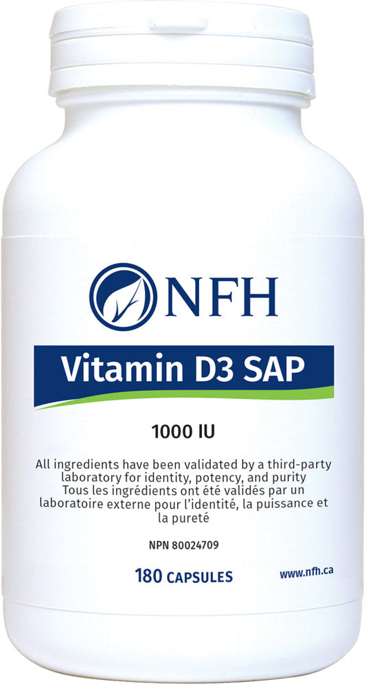 NFH Vitamin D3 SAP 1000IU, 180 Vegetable Capsules