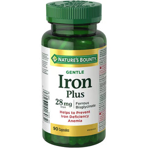 Nature's Bounty Gentle Iron 28 mg Capsules, 90 Capsules