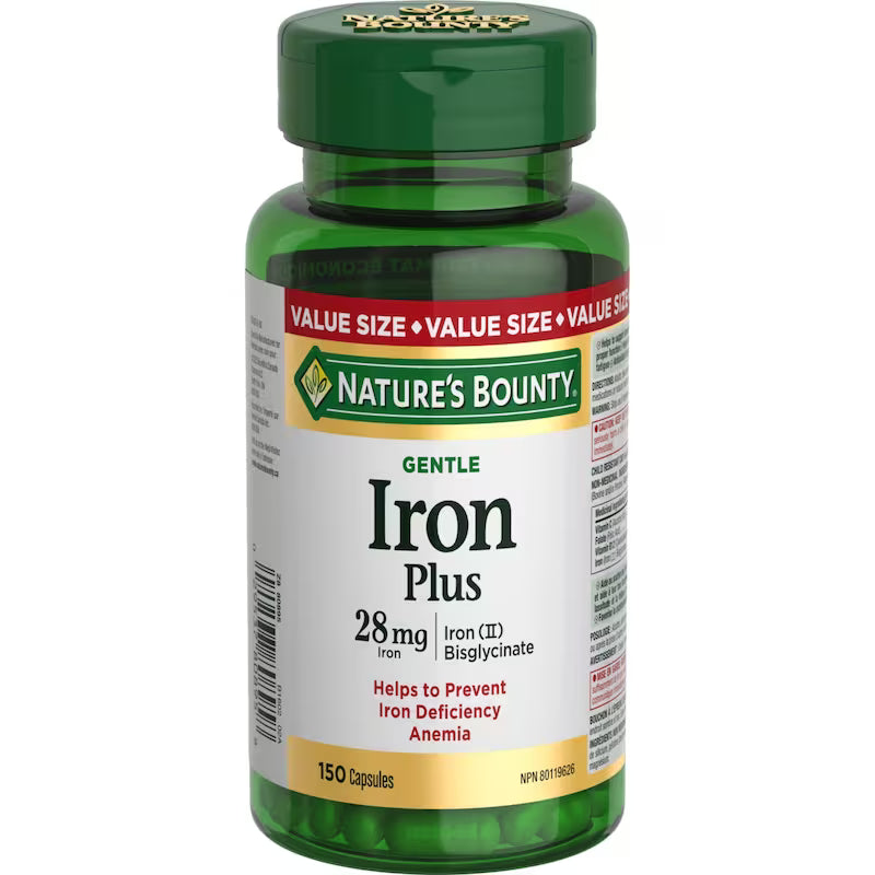 Nature’s Bounty Gentle Iron 28 mg Capsules, 150 Capsules