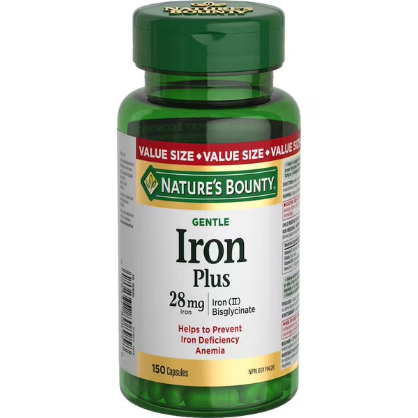 Nature's Bounty Gentle Iron 28 mg Capsules, 150 Capsules