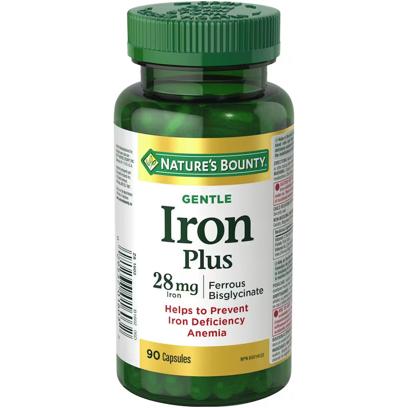 Nature’s Bounty Gentle Iron 28 mg Capsules, 90 Capsules