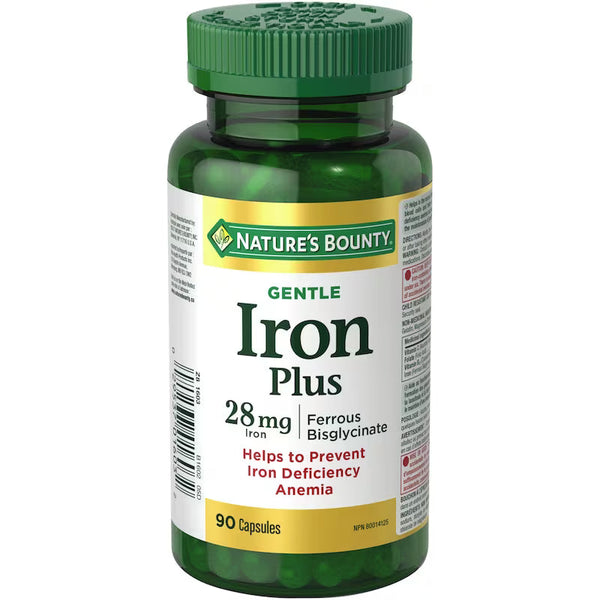 Nature's Bounty Gentle Iron 28 mg Capsules, 90 Capsules