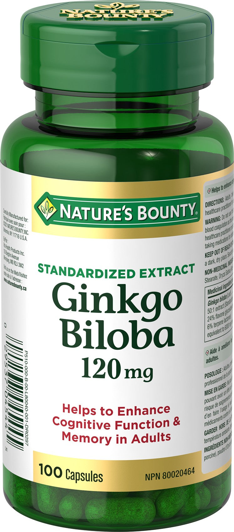 Nature's Bounty Ginkgo Biloba 120 mg, 100 Capsules