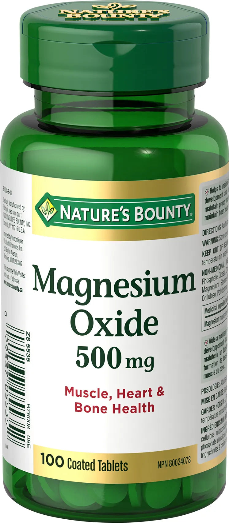 Nature's Bounty Magnesium Oxide 500 mg, 100 Coated tablets