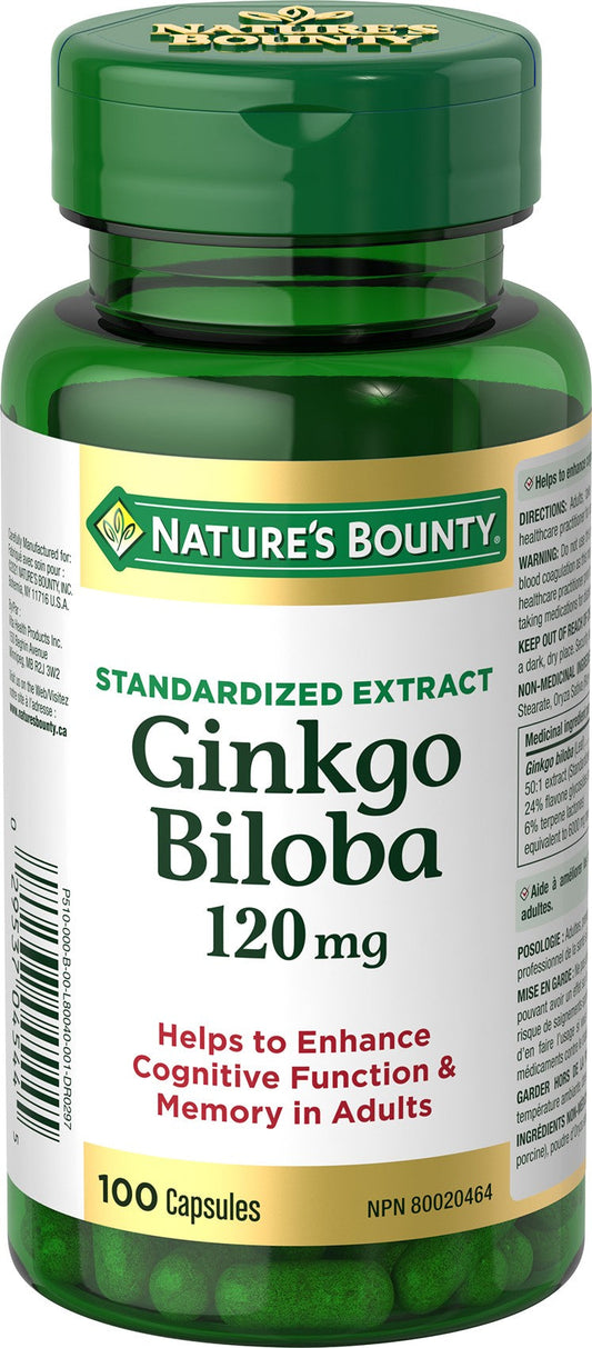Nature's Bounty Ginkgo Biloba 120 mg, 100 Capsules