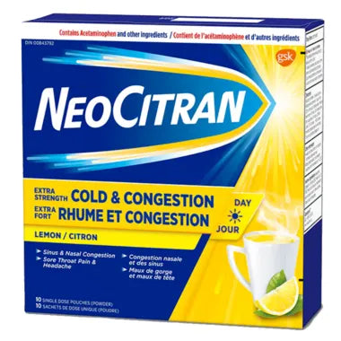 NeoCitran Extra Strength Cold & Congestion Day, 10 Pouches