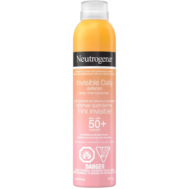 Neutrogena Invisible Daily Defense Body Mist Sunscreen SPF 50+, 141 g