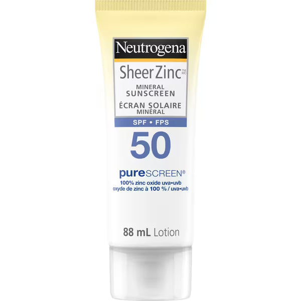 Neutrogena Sheer Zinc Mineral Sunscreen SPF 50 Lotion, 88 mL