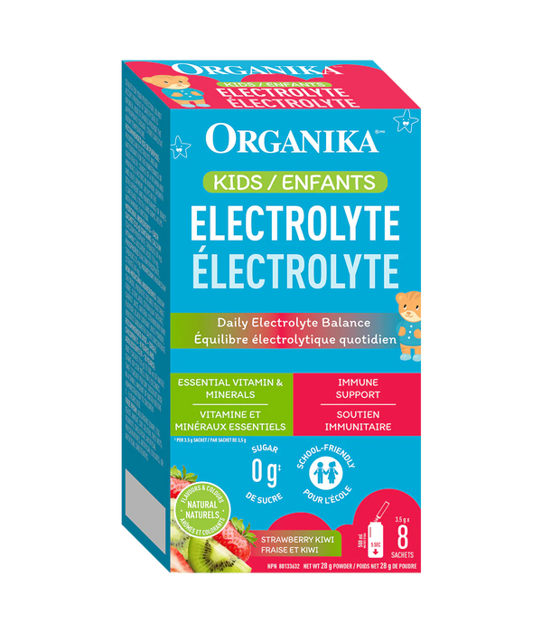 Organika Kids Electrolytes Powder, Strawberry Kiwi, 3.5g x 8 sachets