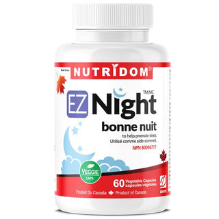 Nutridom EZ Night (60 Veggie Capsules), Featuring Damiana, Passionflower, Lemon Balm, 5-HTP, Valerian, GABA & L-Theanine