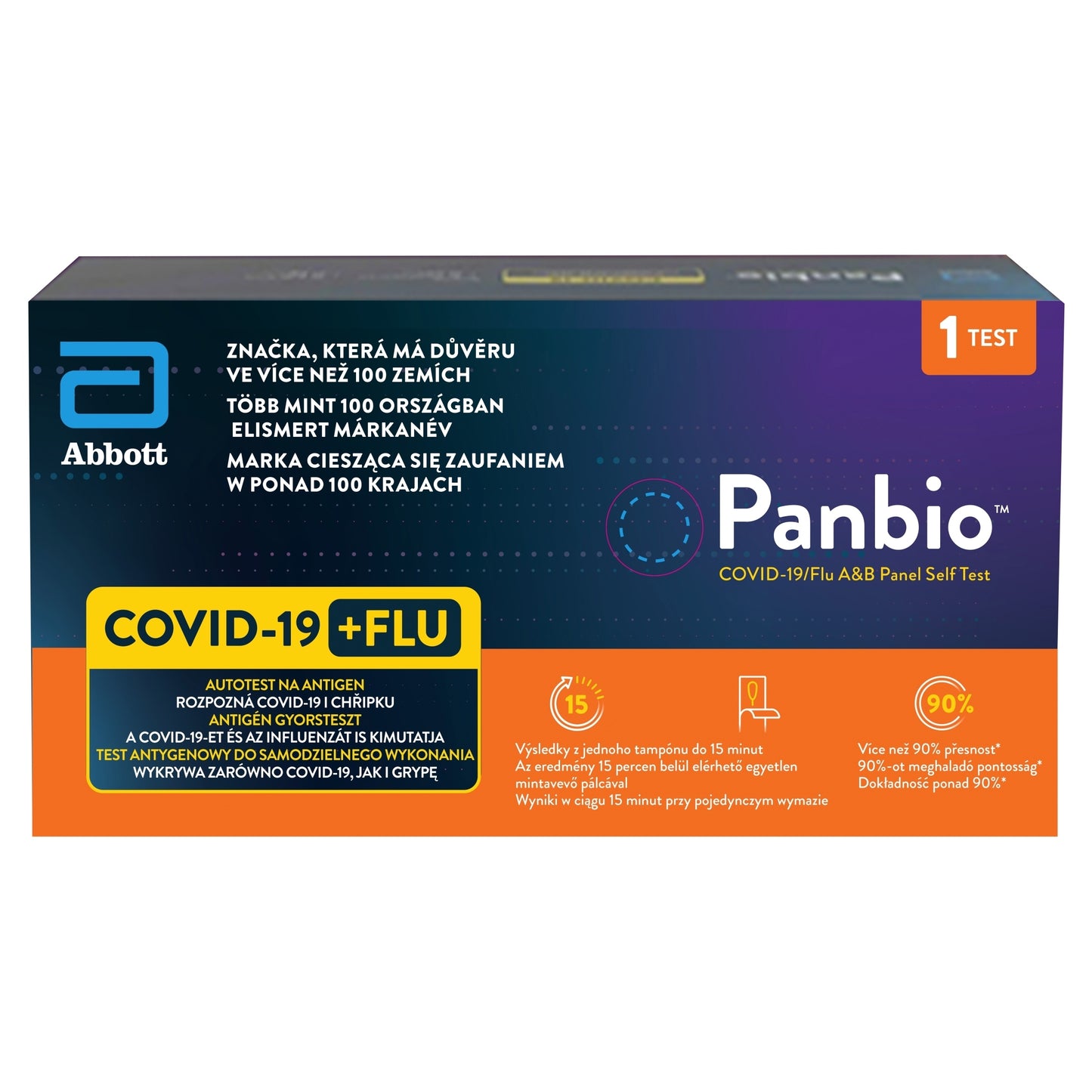 Panbio - Covid-19/Flu A&B Panel Self-Test, 1 Test