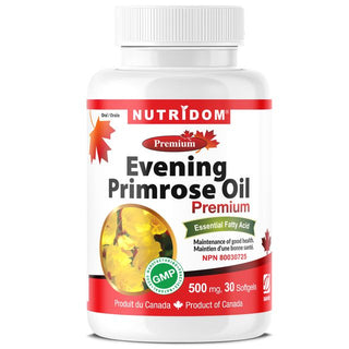 Nutridom Evening Primrose Oil 500mg, Cold-pressed (30 Softgels)