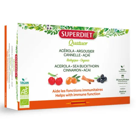 SuperDiet Organic Acerola Cherry Tonic Quatuor, 300 (20*15mL) mL