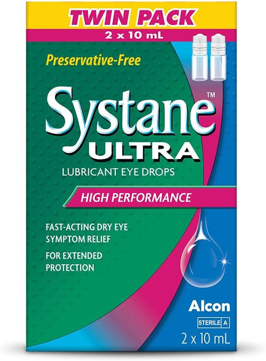 Systane Ultra Preservative-Free Lubricant Eye Drops, High Performance -2 x 10 mL