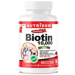 Nutridom Biotin 10,000mcg (60 Veggie Capsules)