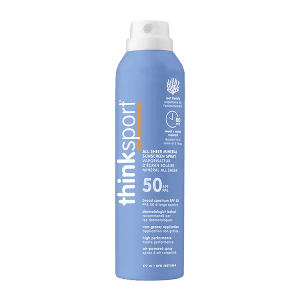 ThinkSport SPF 50 All Sheer Mineral Sunscreen Spray, 177 mL