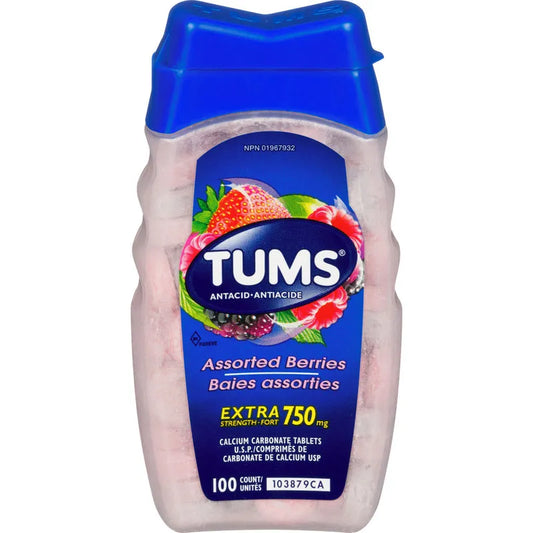 Tums Assorted Berries Extra Strength 750 mg, 100 Counts