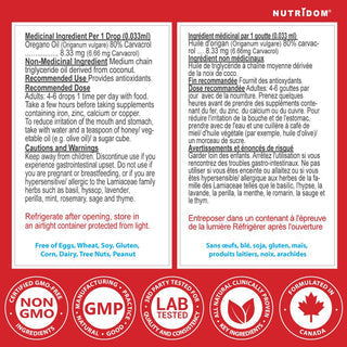 Nutridom Oregano with MCT Oil, 80% Carvacrol, Liquid Drops (30ml)