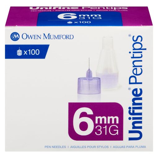 Unifine Pentips Pen Needles 31G x 6mm, 100 Pcs
