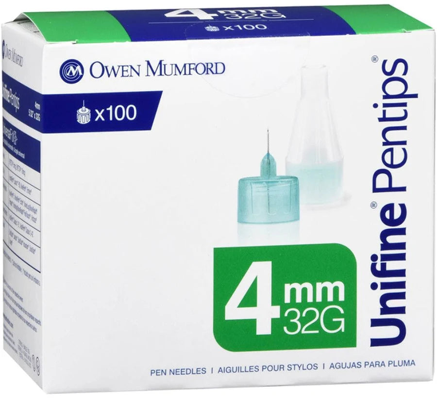Unifine Pentips Plus Pen Needles 32G x 4mm, 100 Pcs