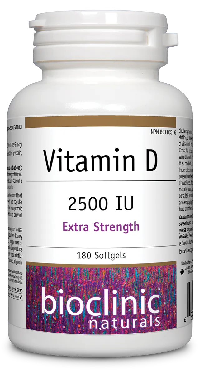 Bioclinic Vitamin D3 Extra Strength 2500 IU, 90 Softgels