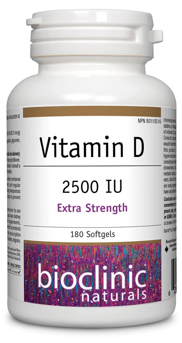 Bioclinic Vitamin D3 Extra Strength 2500 IU, 90 Softgels