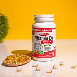 Nutridom Vitamin D3 1,000IU with coconut MCT Oil (500 Softgels)