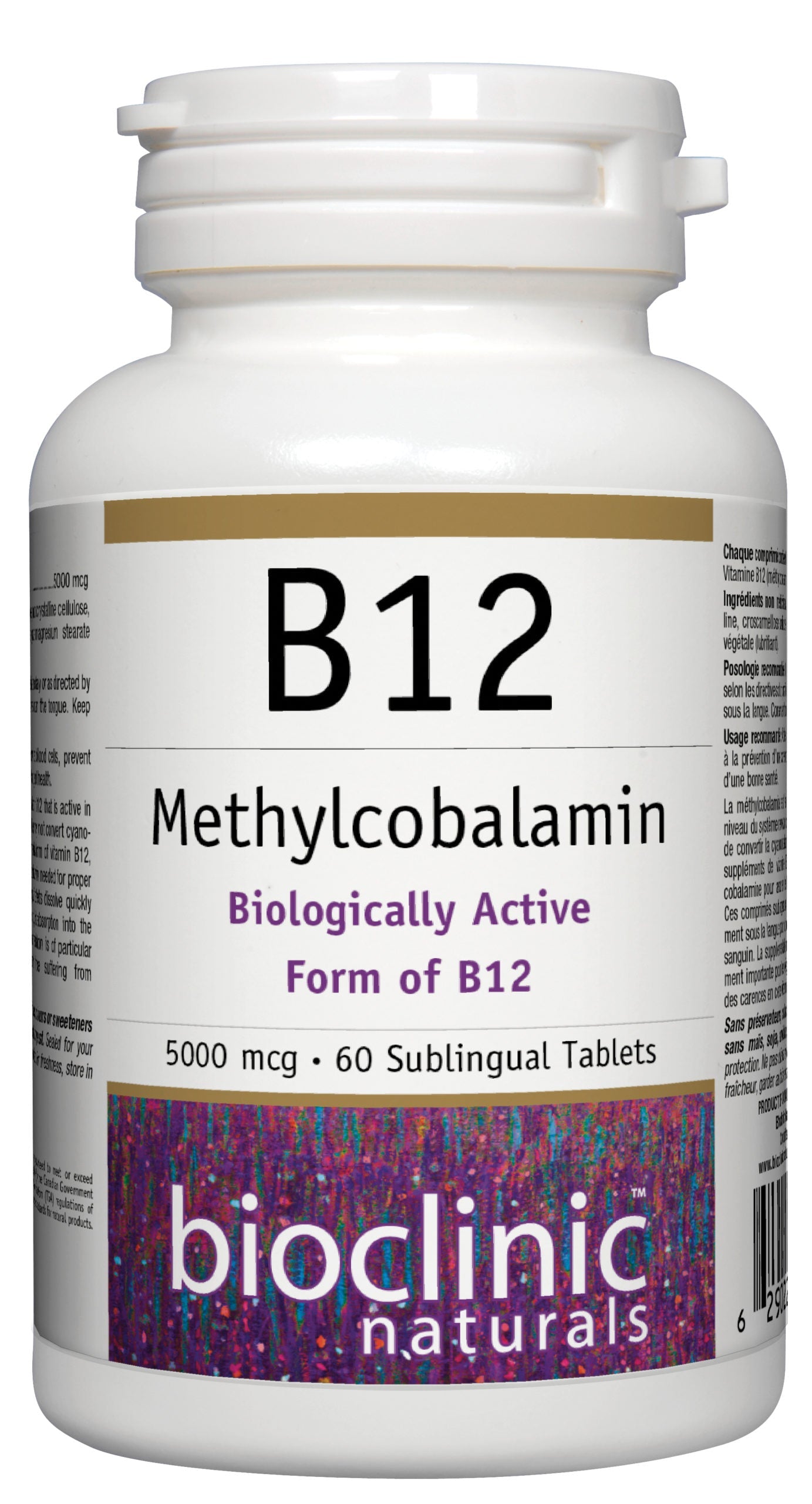 Vitamin B12 Methylcobalamin  5000 mcg, 60 sublingual Tablets