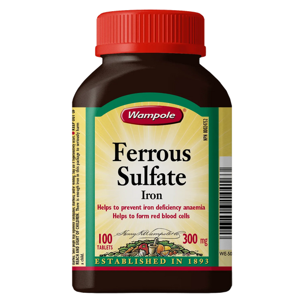 Wampole Ferrous Sulfate 300 mg, 100 Tablets