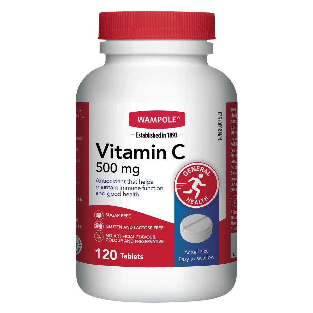 Wampole Vitamin C 500 mg, 120 Tablets