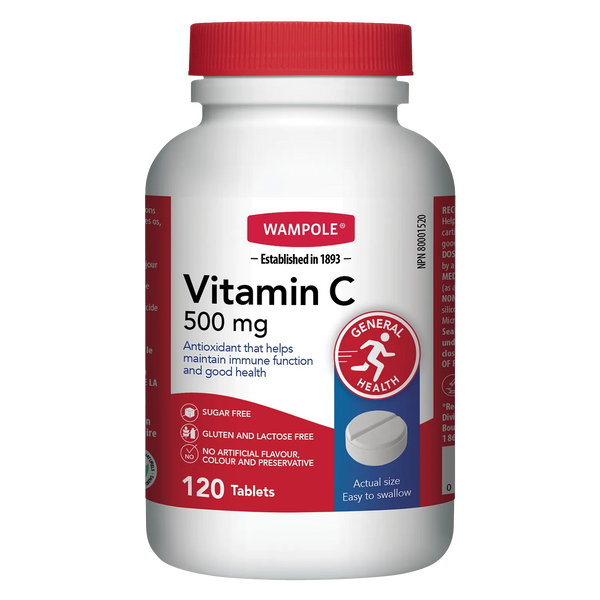Wampole Vitamin C 500 mg, 120 Tablets