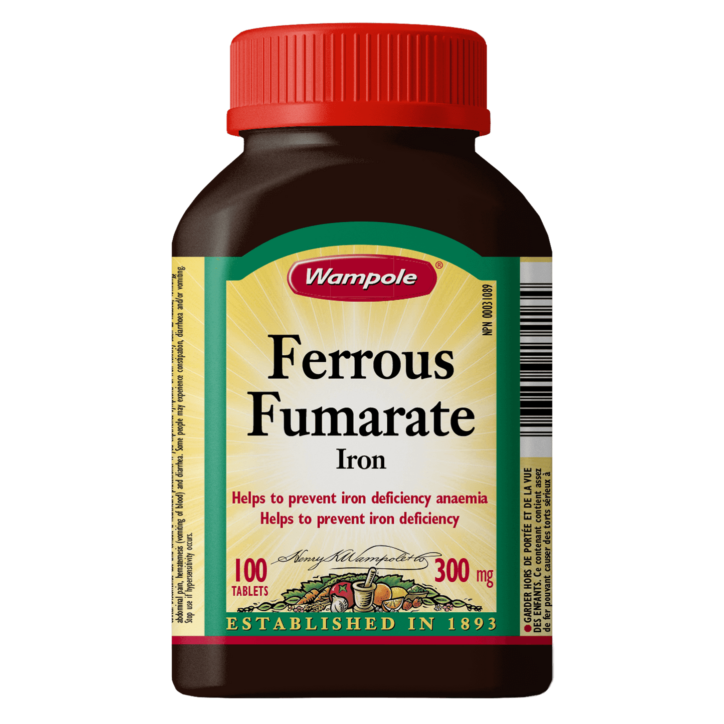 Wampole Ferrous Fumarate  300 mg, 100 Tablets