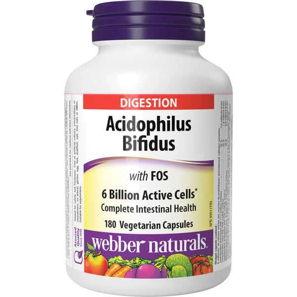 Webber Naturals Acidophilus Bifidus with FOS 6 Billion, 180 Veggie Caps
