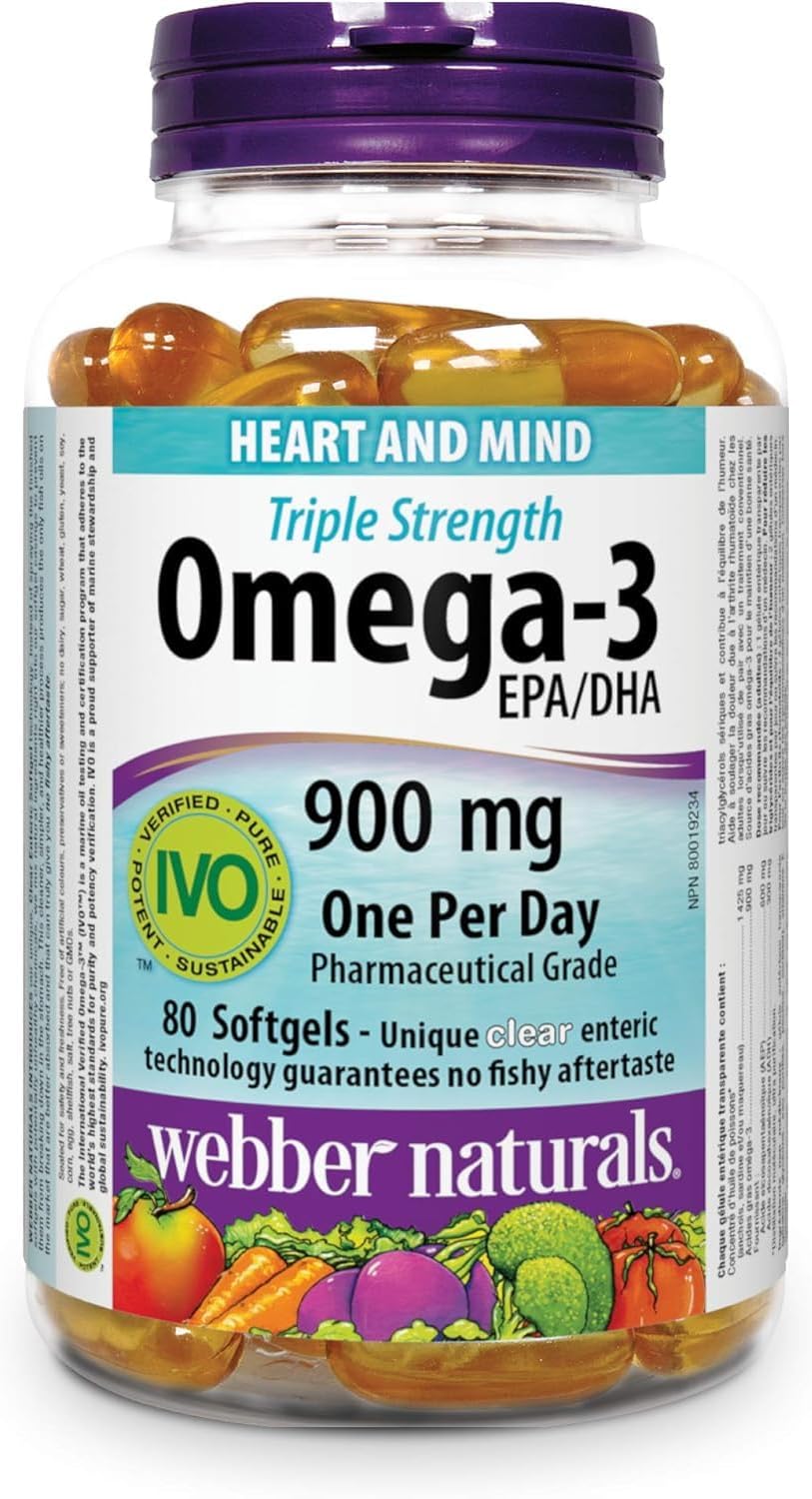 Webber Naturals Triple Strength Omega-3 900 mg, 80 Softgels