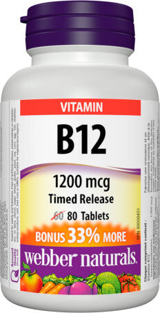 Webber Vitamin B12 1200 mcg, 80 Tablets