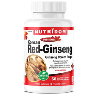 Nutridom Panax Korean-Red Ginseng 500mg, 8% Ginsenosides (60 Veggie Capsules)