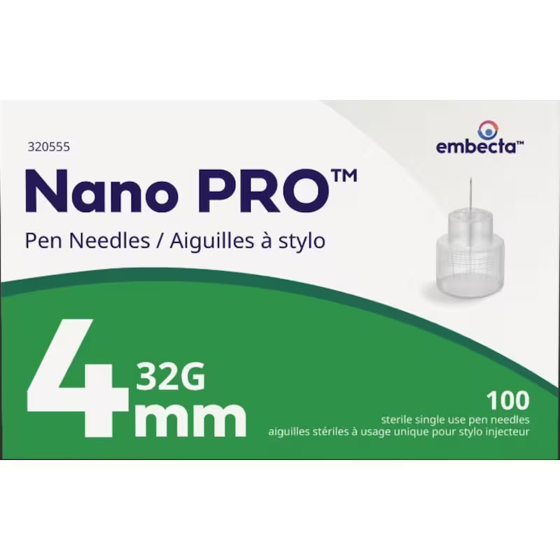 embecta Nano PRO™ Pen Needles 32G x 4mm, 100 Pcs