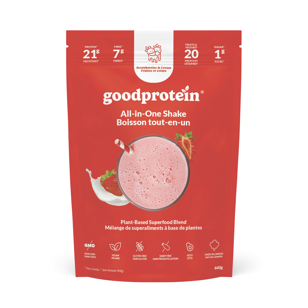 Good Protein All-In-One Shake (Strawberries & Cream), 440g