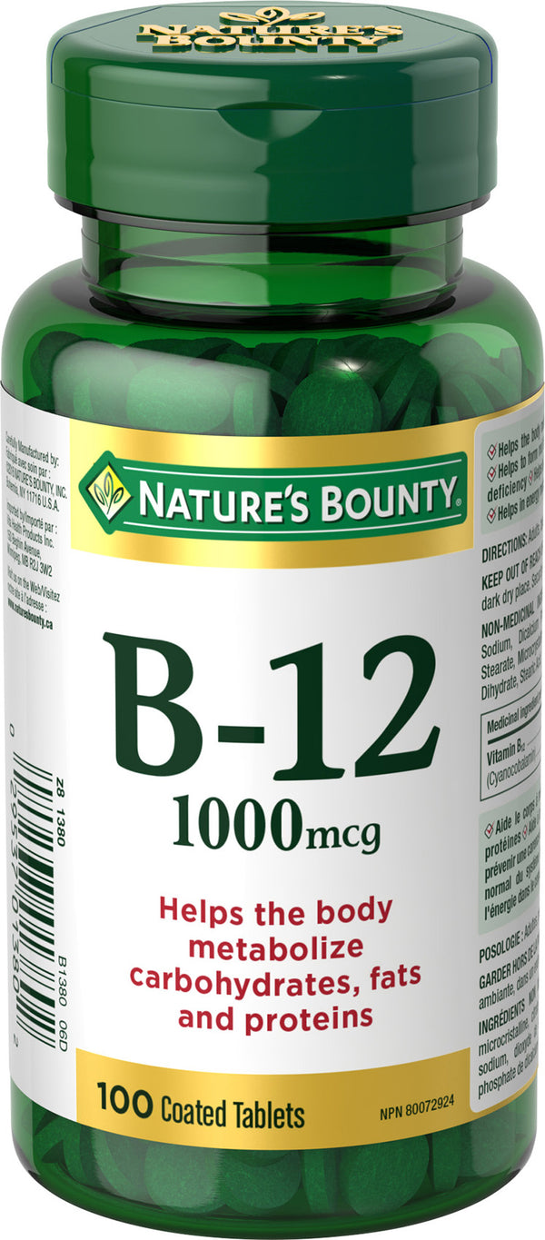 Nature's Bounty Vitamin B 12 1000mcg, 100 Coated Tablets