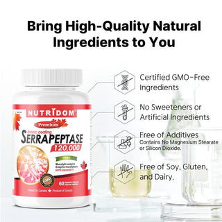 Nutridom Serrapeptase 120,000 SPU (60 Veggie Capsules)