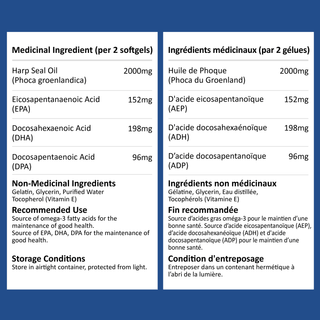 AdvancedOmega® Newfoundland Harp Seal Oil 500mg with DPA, DHA, EPA (120 Softgels)