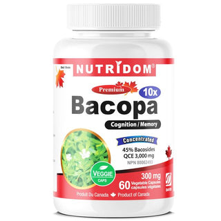 Nutridom Bacopa Monnieri 10x Extract, 300mg (3,000mg QCE)(60 Veggie Capsules)