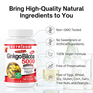 Nutridom Ginkgo Biloba 100mg (5,000mg QCE)(120 Capsules)