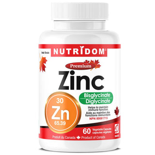 Nutridom Zinc Bisglycinate 30mg (60 Veggie Capsules)